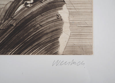 Claude WEISBUCH : Portrait d'homme - Gravure (détail)
