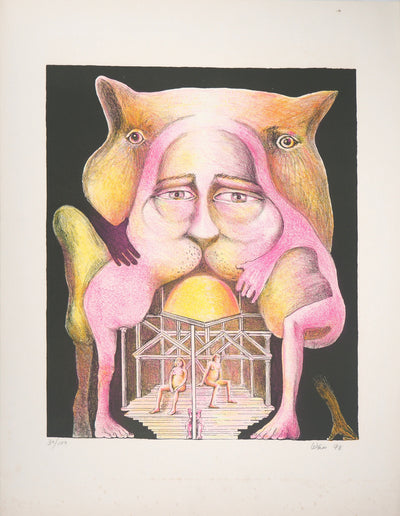 Hugh WEISS : L'homme-chat, 1978 - Lithographie