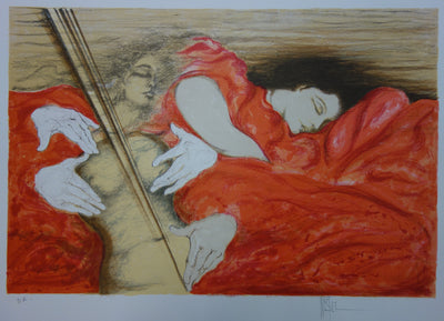 Henry WESTEL : Les dormeuses enchantées - Lithographie (détail)