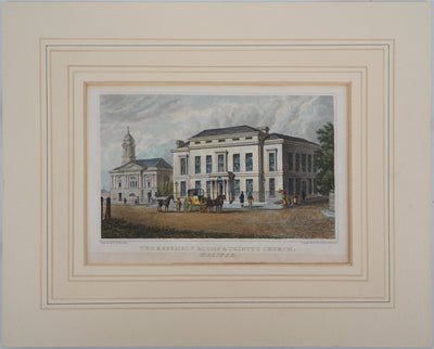 Nathaniel WHITTOCK : The assembly rooms & Trinity church - Gravure (détail)