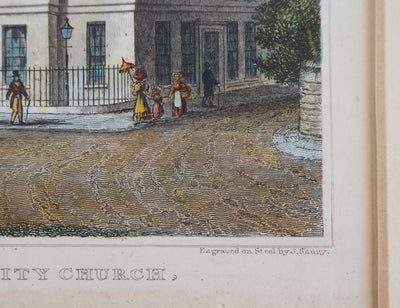 Nathaniel WHITTOCK : The assembly rooms & Trinity church - Gravure (détail)