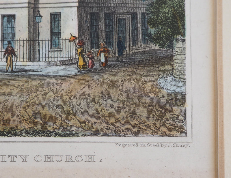Nathaniel WHITTOCK : The assembly rooms & Trinity church - Gravure (détail)