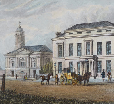 Nathaniel WHITTOCK : The assembly rooms & Trinity church - Gravure (détail)