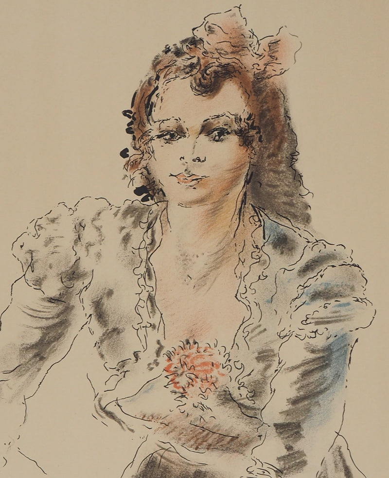 Roger WILD : En attendant le bal - Lithographie (détail)