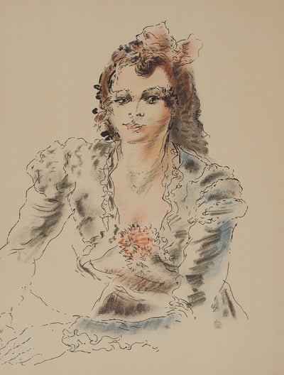 Roger WILD : En attendant le bal - Lithographie (détail)