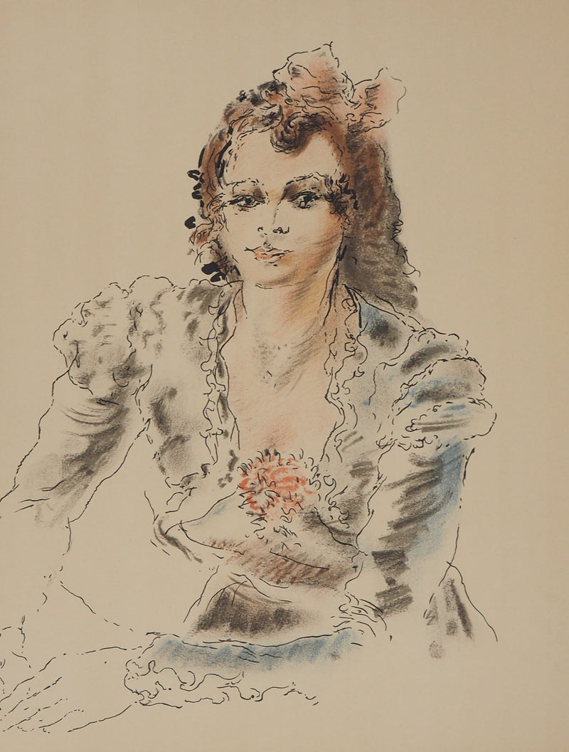 Roger WILD : En attendant le bal - Lithographie (détail)