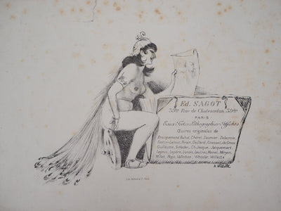 Adolphe WILLETTE : La muse des éditions Sagot - Lithographie (détail)