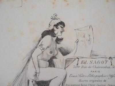 Adolphe WILLETTE : La muse des éditions Sagot - Lithographie (détail)