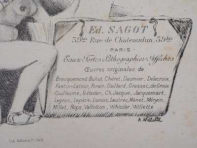 Adolphe WILLETTE : La muse des éditions Sagot - Lithographie (détail)