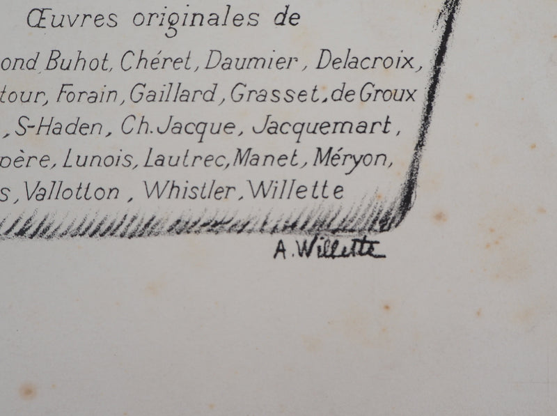 Adolphe WILLETTE : La muse des éditions Sagot - Lithographie (détail)
