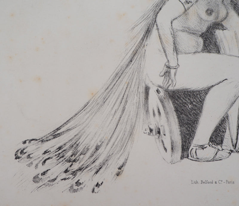 Adolphe WILLETTE : La muse des éditions Sagot - Lithographie (détail)