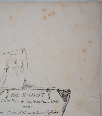 Adolphe WILLETTE : La muse des éditions Sagot - Lithographie (détail)