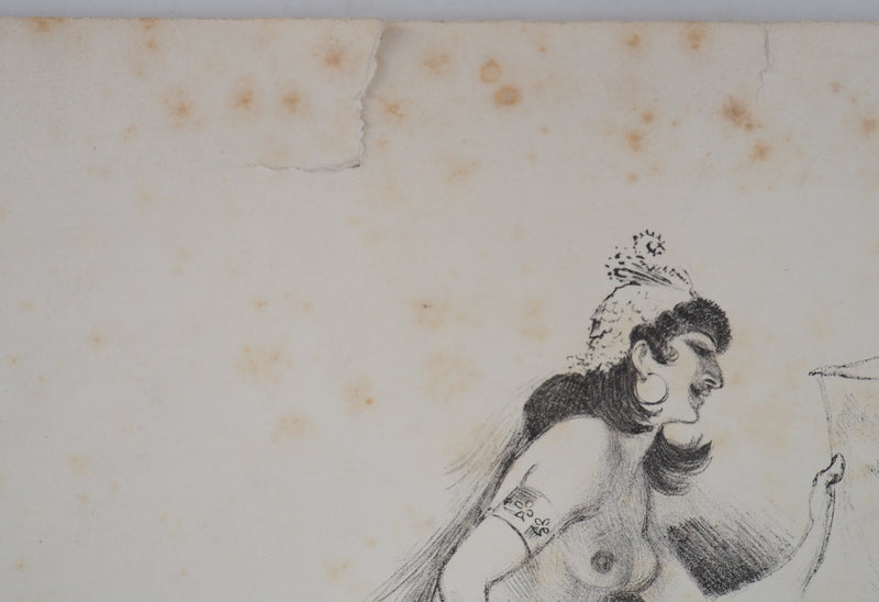 Adolphe WILLETTE : La muse des éditions Sagot - Lithographie (détail)