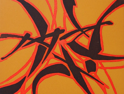 Robert WOGENSKY : Éclairs oranges et noirs - Lithographie (détail)