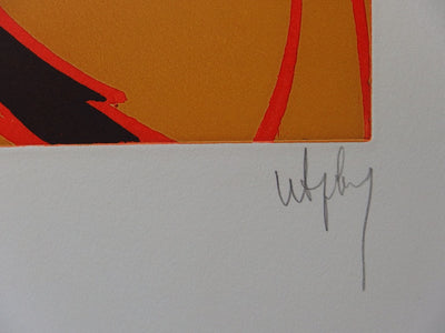 Robert WOGENSKY : Éclairs oranges et noirs - Lithographie (détail)