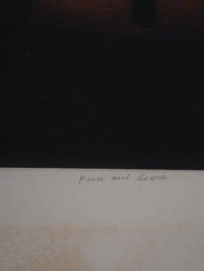 Tomoé YOKOI : Fork and Lemon - Gravure (détail)