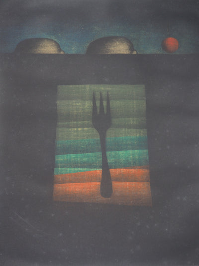 Tomoé YOKOI : Fork and Lemon - Gravure (détail)