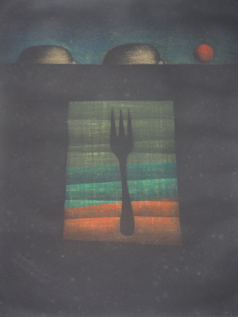 Tomoé YOKOI : Fork and Lemon - Gravure (détail)