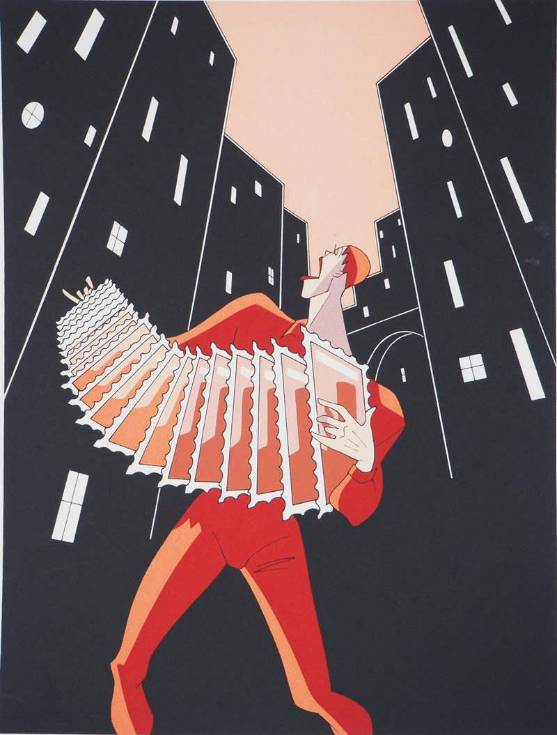 Fernand ZACOT : Le musicien - Lithographie
