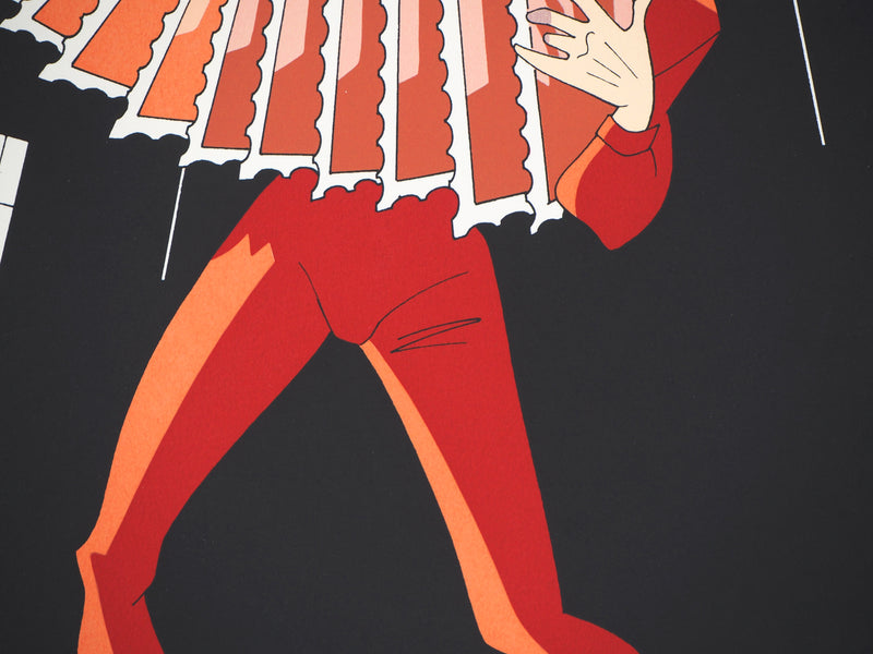 Fernand ZACOT : Le musicien - Lithographie (détail)