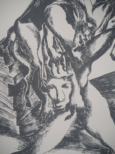 Ossip ZADKINE : Mythologie : Mythologie Hercule et la biche de Cérynie, 1960 - Lithographie (détail)