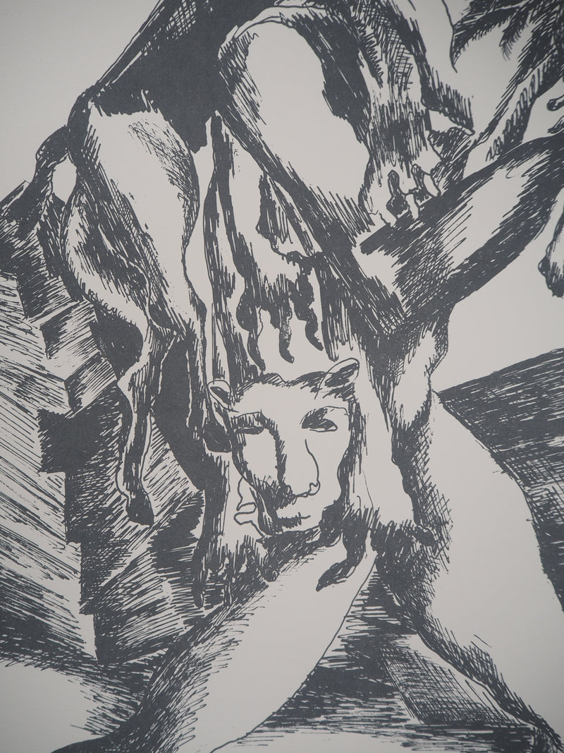 Ossip ZADKINE : Mythologie : Mythologie Hercule et la biche de Cérynie, 1960 - Lithographie (détail)