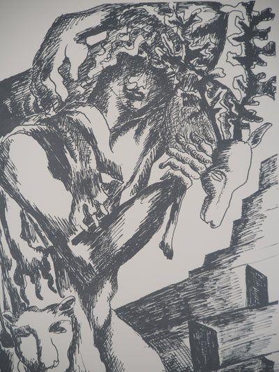Ossip ZADKINE : Mythologie : Mythologie Hercule et la biche de Cérynie, 1960 - Lithographie (détail)