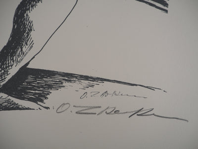 Ossip ZADKINE : Mythologie : Mythologie Hercule et la biche de Cérynie, 1960 - Lithographie (détail)