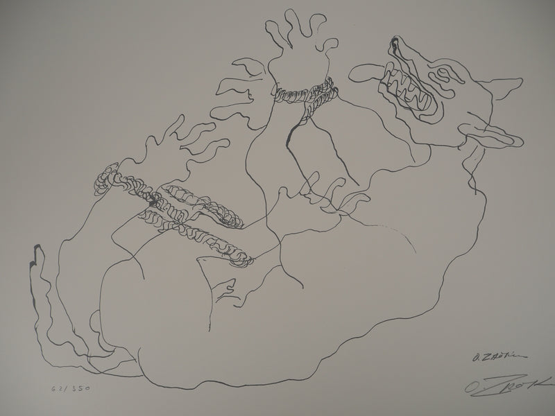 Ossip ZADKINE : Mythologie : Cerbère capturé, 1960 - Lithographie