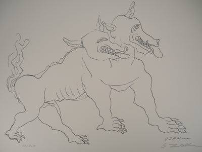 Ossip ZADKINE : Mythologie : Hercule et le Cerbère, 1960 - Lithographie