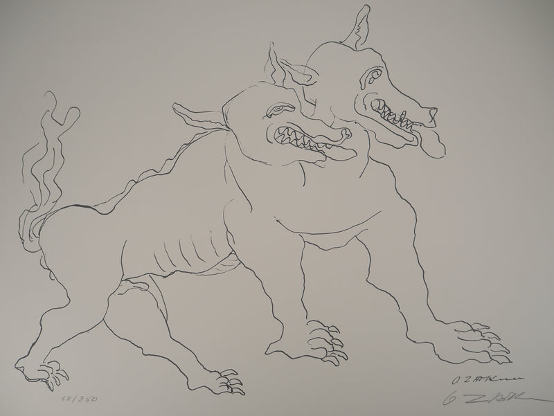 Ossip ZADKINE : Mythologie : Hercule et le Cerbère, 1960 - Lithographie