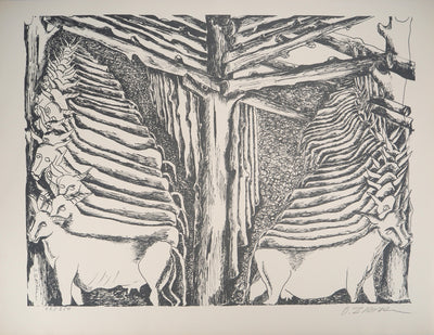 Ossip ZADKINE : Mythologie : Hercule et les écuries d'Augias, 1960 - Lithographie
