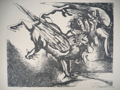 Ossip ZADKINE : Mythologie : Hercule luttant contre l'hydre de Lerne, 1960 - Lithographie