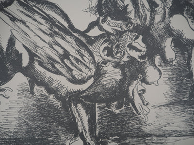 Ossip ZADKINE : Mythologie : Hercule luttant contre l'hydre de Lerne, 1960 - Lithographie (détail)