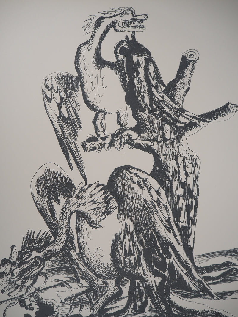 Ossip ZADKINE : Mythologie : Mythologie Hercule et les oiseaux du lac Stymphale, 1960 - Lithographie