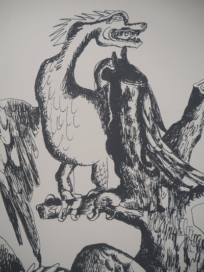 Ossip ZADKINE : Mythologie : Mythologie Hercule et les oiseaux du lac Stymphale, 1960 - Lithographie (détail)