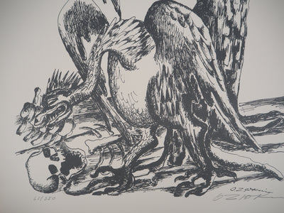 Ossip ZADKINE : Mythologie : Mythologie Hercule et les oiseaux du lac Stymphale, 1960 - Lithographie (détail)