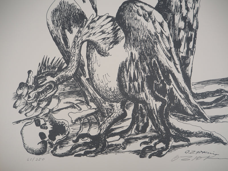 Ossip ZADKINE : Mythologie : Mythologie Hercule et les oiseaux du lac Stymphale, 1960 - Lithographie (détail)