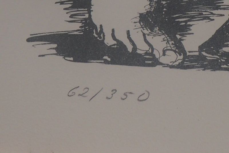Ossip ZADKINE : Mythologie : Hercule triomphant face à Cerbère, 1960 - Lithographie (détail)