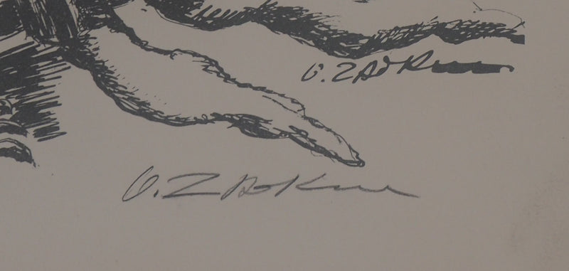 Ossip ZADKINE : Mythologie : Hercule triomphant face à Cerbère, 1960 - Lithographie (détail)