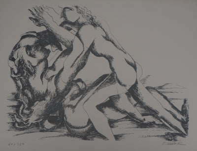 Ossip ZADKINE : Mythologie : Hercule et la ceinture d'Hippolyte, 1960 - Lithographie (détail)