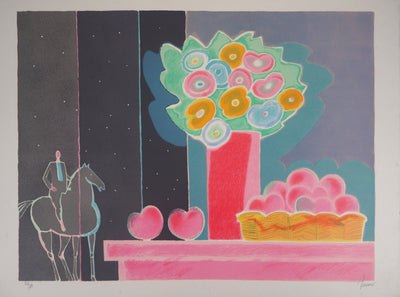 Albert ZAVARO : Le cavalier romantique, Lithographie originale (vue générale) - Crédit photo : Galerie Art.Paris