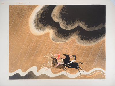Albert ZAVARO : Au galop , Lithographie originale (vue générale) - Crédit photo : Galerie Art.Paris