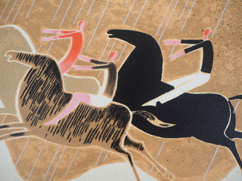 Albert ZAVARO : Au galop , Lithographie originale (photo de détail 6) - Crédit photo : Galerie Art.Paris