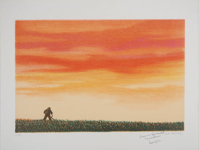 Fred ZELLER : Paysan dans les champs - Lithographie