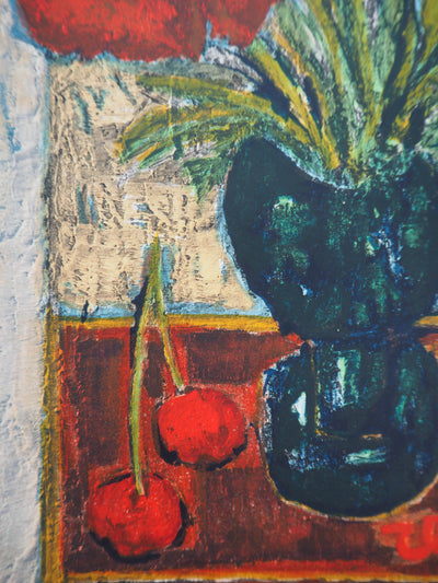 Gabriel ZENDEL : Bouquet de pavots rouges, 1958 - Lithographie (détail)
